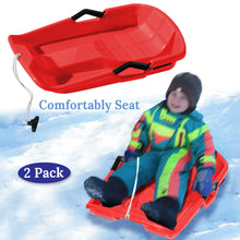 Load image into Gallery viewer, 2-Pack Snow Sleds Toboggans Plastic Snow Sleds for Kids