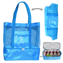 Load image into Gallery viewer, Mesh Beach Outdoor Sport Tote Bag with Heat Insulated Picnic Cooler