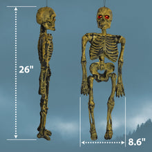 Load image into Gallery viewer, Hanging Acoustic Skeleton Ghost Glowing Eyes Scary Sound Halloween Prop Decorate