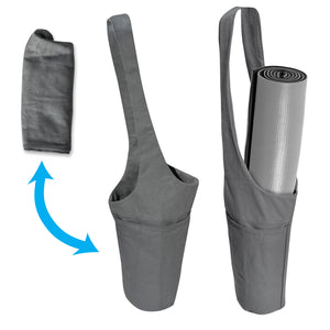 Canvas Yoga Mat Bag Tote Sling Carrier w Large Side Pocket and Zipper Pockets