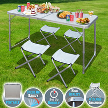 Load image into Gallery viewer, Portable Folding Family Picnic Camping Table with 4 Chairs Outdoor