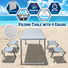 Load image into Gallery viewer, Portable Folding Family Picnic Camping Table with 4 Chairs Outdoor