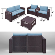 Load image into Gallery viewer, 4PC Rattan Patio Sofa Garden w Cushions Lounge Furniture Set