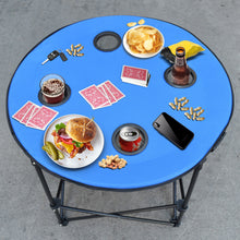Load image into Gallery viewer, Portable Outdoor Folding Picnic 27.5" Collapsible Round Table with 4 Cup Holders