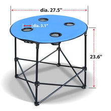 Load image into Gallery viewer, Portable Outdoor Folding Picnic 27.5" Collapsible Round Table with 4 Cup Holders