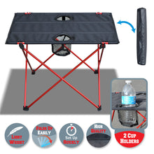 Load image into Gallery viewer, 22x16.5" Portable Folding Picnic Camping Table w 2 Cup Holders& Carry Bag Light