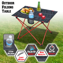 Load image into Gallery viewer, 22x16.5" Portable Folding Picnic Camping Table w 2 Cup Holders& Carry Bag Light