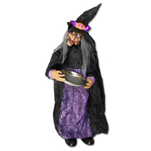 Load image into Gallery viewer, New Sound Animated Witch Lighted Eyes with Candy Plate Motion Halloween
