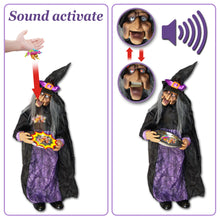 Load image into Gallery viewer, New Sound Animated Witch Lighted Eyes with Candy Plate Motion Halloween