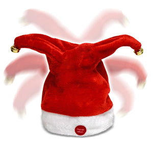 15x7.8" Plush Christmas Singing Dancing Moving Cap Antlers Ears Party Hat