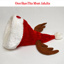 Load image into Gallery viewer, 7.8" Plush Santa Singing Dancing Moving Santa Cap Deer Antlers Party Hat