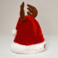 Load image into Gallery viewer, 7.8" Plush Santa Singing Dancing Moving Santa Cap Deer Antlers Party Hat