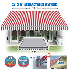 Load image into Gallery viewer, 12x8' Sunshade Manual Yard Retractable Patio Deck Door Window Awning Canopy