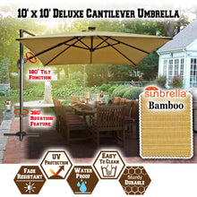 Load image into Gallery viewer, STRONG CAMEL 10'x10' LED Lights Roma Square Solar Cantilever Patio Umbrella Sunbrella Cover
