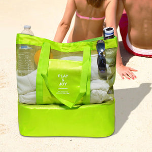 Mesh Beach Outdoor Sport Tote Bag with Heat Insulated Picnic Cooler