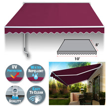 Load image into Gallery viewer, SUNNYOUTDOOR 10&#39;x8&#39; Patio Awning Retractable Awning Sun Shade Manual Patio Deck Awning Outdoor
