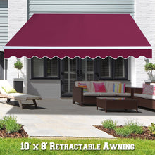 Load image into Gallery viewer, SUNNYOUTDOOR 10&#39;x8&#39; Patio Awning Retractable Awning Sun Shade Manual Patio Deck Awning Outdoor
