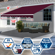 Load image into Gallery viewer, SUNNYOUTDOOR 10&#39;x8&#39; Patio Awning Retractable Awning Sun Shade Manual Patio Deck Awning Outdoor
