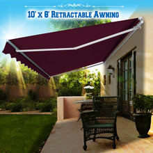 Load image into Gallery viewer, SUNNYOUTDOOR 10&#39;x8&#39; Patio Awning Retractable Awning Sun Shade Manual Patio Deck Awning Outdoor
