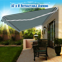 Load image into Gallery viewer, SUNNYOUTDOOR 10&#39;x8&#39; Patio Awning Retractable Awning Sun Shade Manual Patio Deck Awning Outdoor
