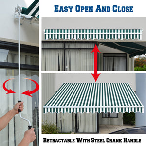 SUNNYOUTDOOR 10'x8' Patio Awning Retractable Awning Sun Shade Manual Patio Deck Awning Outdoor