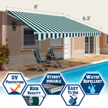 Load image into Gallery viewer, SUNNYOUTDOOR 8x6.5 FT Patio Awning Retractable Outdoor Sun Shade Manual Patio Deck Awning Heavy Duty Awning
