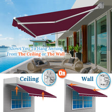 Load image into Gallery viewer, 10x8 FT Patio Awning Retractable Outdoor Sun Shade Manual Patio Deck Awning Heavy Duty Awning
