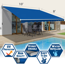 Load image into Gallery viewer, 10x8 FT Patio Awning Retractable Outdoor Sun Shade Manual Patio Deck Awning Heavy Duty Awning
