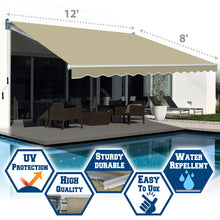 Load image into Gallery viewer, 12x8 FT Patio Awning Retractable Outdoor Sun Shade Manual Patio Deck Awning Heavy Duty Awning
