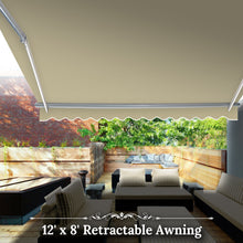 Load image into Gallery viewer, 12x8 FT Patio Awning Retractable Outdoor Sun Shade Manual Patio Deck Awning Heavy Duty Awning
