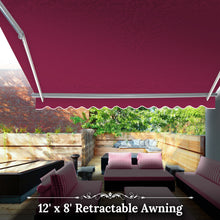Load image into Gallery viewer, 12x8 FT Patio Awning Retractable Outdoor Sun Shade Manual Patio Deck Awning Heavy Duty Awning
