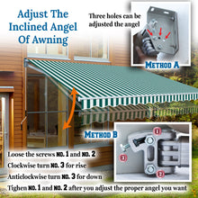 Load image into Gallery viewer, 12x8 FT Patio Awning Retractable Outdoor Sun Shade Manual Patio Deck Awning Heavy Duty Awning
