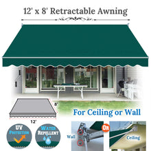 Load image into Gallery viewer, 12x8 FT Patio Awning Retractable Outdoor Sun Shade Manual Patio Deck Awning Heavy Duty Awning
