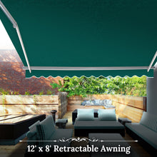 Load image into Gallery viewer, 12x8 FT Patio Awning Retractable Outdoor Sun Shade Manual Patio Deck Awning Heavy Duty Awning
