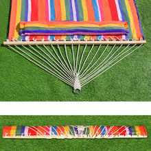 Load image into Gallery viewer, SUNNYOUTDOOR 79&#39;&#39;x55&#39;&#39; Quilted Hammocks for Outside Hammock for Outdoor Garden Balcony, Quilted Fabric Hammock with Pillow Heavy Duty Double Hammock with Spreader Bar, 330 Pound Capacity
