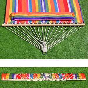 SUNNYOUTDOOR 79''x55'' Quilted Hammocks for Outside Hammock for Outdoor Garden Balcony, Quilted Fabric Hammock with Pillow Heavy Duty Double Hammock with Spreader Bar, 330 Pound Capacity