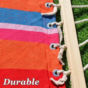 SUNNYOUTDOOR 79''x55'' Quilted Hammocks for Outside Hammock for Outdoor Garden Balcony, Quilted Fabric Hammock with Pillow Heavy Duty Double Hammock with Spreader Bar, 330 Pound Capacity