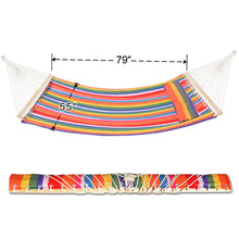 Load image into Gallery viewer, SUNNYOUTDOOR 79&#39;&#39;x55&#39;&#39; Quilted Hammocks for Outside Hammock for Outdoor Garden Balcony, Quilted Fabric Hammock with Pillow Heavy Duty Double Hammock with Spreader Bar, 330 Pound Capacity

