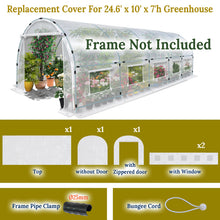 Load image into Gallery viewer, 24.6'x10'x7' Half-Transparent Greenhouse Cover Replacement ONLY Larger Walk in Outdoor Plant Garden,5 PCS,  Frame NOT included
