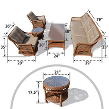Load image into Gallery viewer, 5pc Wicker Rattan Patio Sofa Set - 2 Swivel Chairs, Sofa, 2 Tables - w/ Cushions

