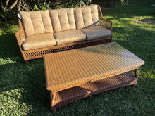 Load image into Gallery viewer, 5pc Wicker Rattan Patio Sofa Set - 2 Swivel Chairs, Sofa, 2 Tables - w/ Cushions

