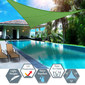 12' Sun Shade Sail UV Top Cover Canopy Triangle for Outdoor Patio Lawn Pool Deck