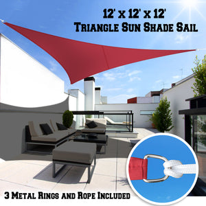 12' Sun Shade Sail UV Top Cover Canopy Triangle for Outdoor Patio Lawn Pool Deck