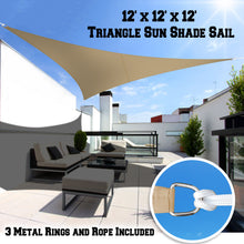 Load image into Gallery viewer, 12&#39; Sun Shade Sail UV Top Cover Canopy Triangle for Outdoor Patio Lawn Pool Deck
