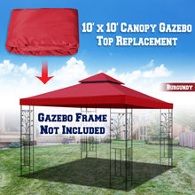 Load image into Gallery viewer, 10x10ft Double Tiered Replacement Canopy ONLY Patio Pavilion Gazebo Sunshade Polyester Cover
