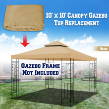 Load image into Gallery viewer, 10x10ft Double Tiered Replacement Canopy ONLY Patio Pavilion Gazebo Sunshade Polyester Cover
