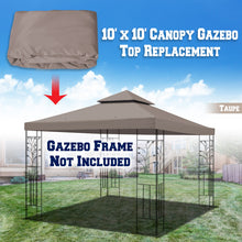 Load image into Gallery viewer, 10x10ft Double Tiered Replacement Canopy ONLY Patio Pavilion Gazebo Sunshade Polyester Cover
