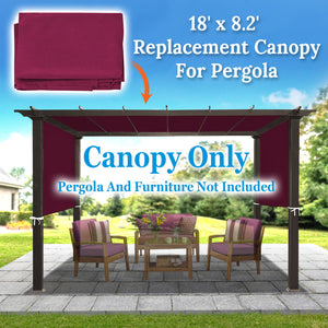 SUNNYOUTDOOR 18' L x 8.2' W Pergola Replacement Canopy Universal Pergola Canopy Replacement Top Cover for Pergola Structure, Frame NOT included