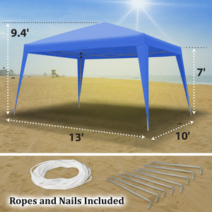 SUNNYOUTDOOR 10'x13' EZ POP UP Wedding Party Tent Folding Gazebo Beach Canopy Shelter W/Carry Bag (Navy blue)