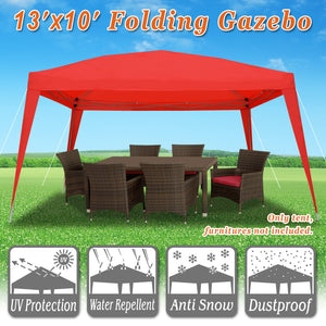 SUNNYOUTDOOR 10'x13' EZ POP UP Wedding Party Tent Folding Gazebo Beach Canopy Shelter W/Carry Bag (Red)